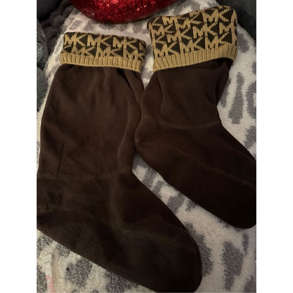 Mk brown/tan signature jacquard logo boot socks